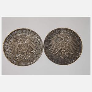 Zwei Silbermünzen Kaiserreich