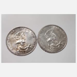 Konvolut Silbermünzen Preußen und Weimar