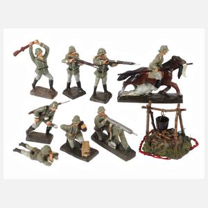 Konvolut Massesoldaten im Gefecht