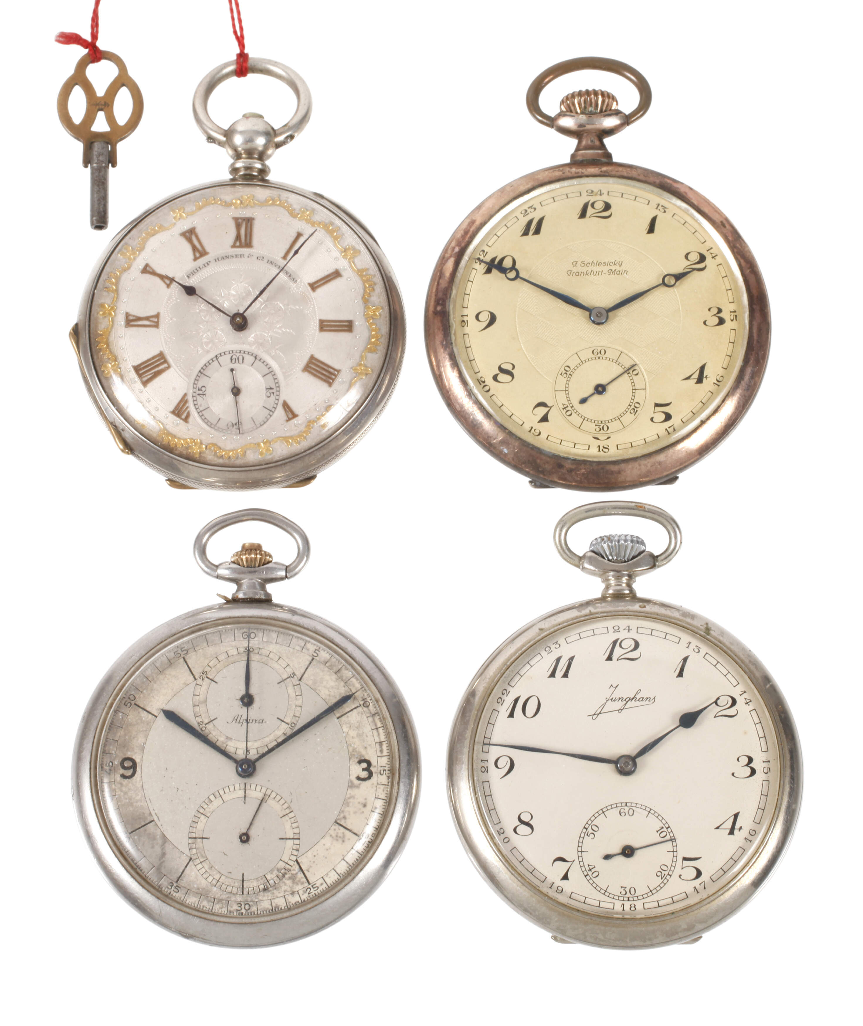 Vier Taschenuhren