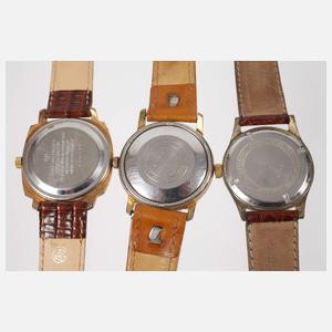 Drei Armbanduhren Glashütte