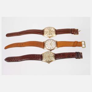 Drei Armbanduhren Glashütte