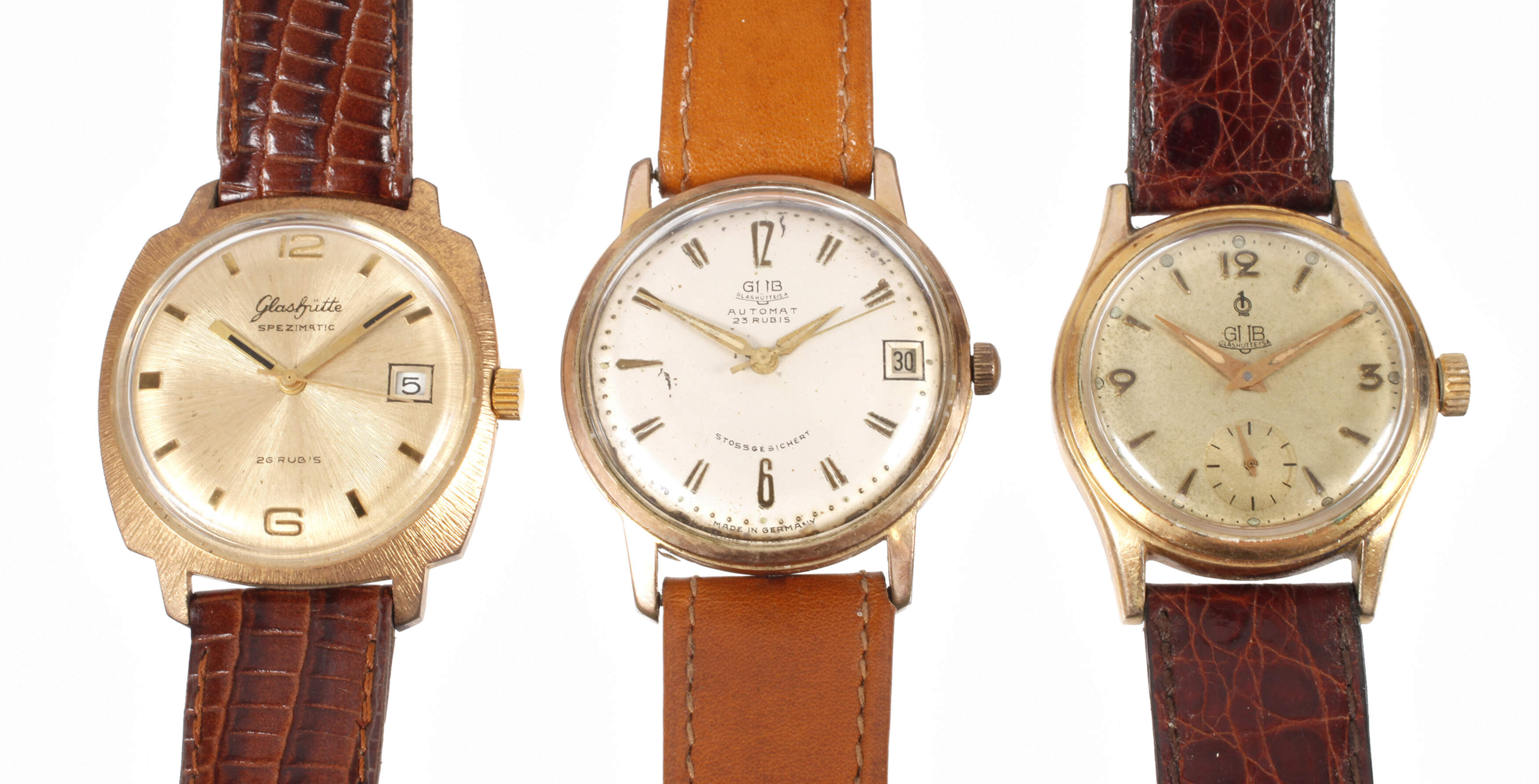 Drei Armbanduhren Glashütte