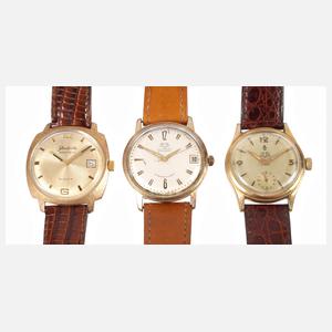 Drei Armbanduhren Glashütte