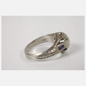Herrenring mit Diamant und Saphiren