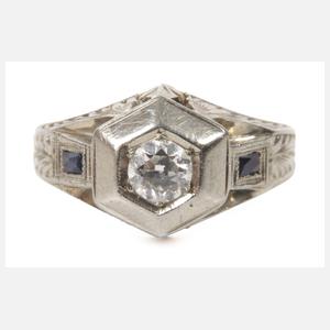 Herrenring mit Diamant und Saphiren