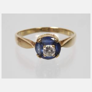 Feiner Damenring mit Brillant und Saphiren