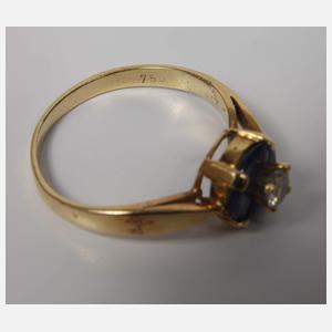 Feiner Damenring mit Brillant und Saphiren