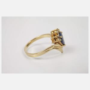 Damenring mit Saphir und Brillanten