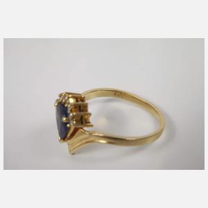 Damenring mit Saphir und Brillanten