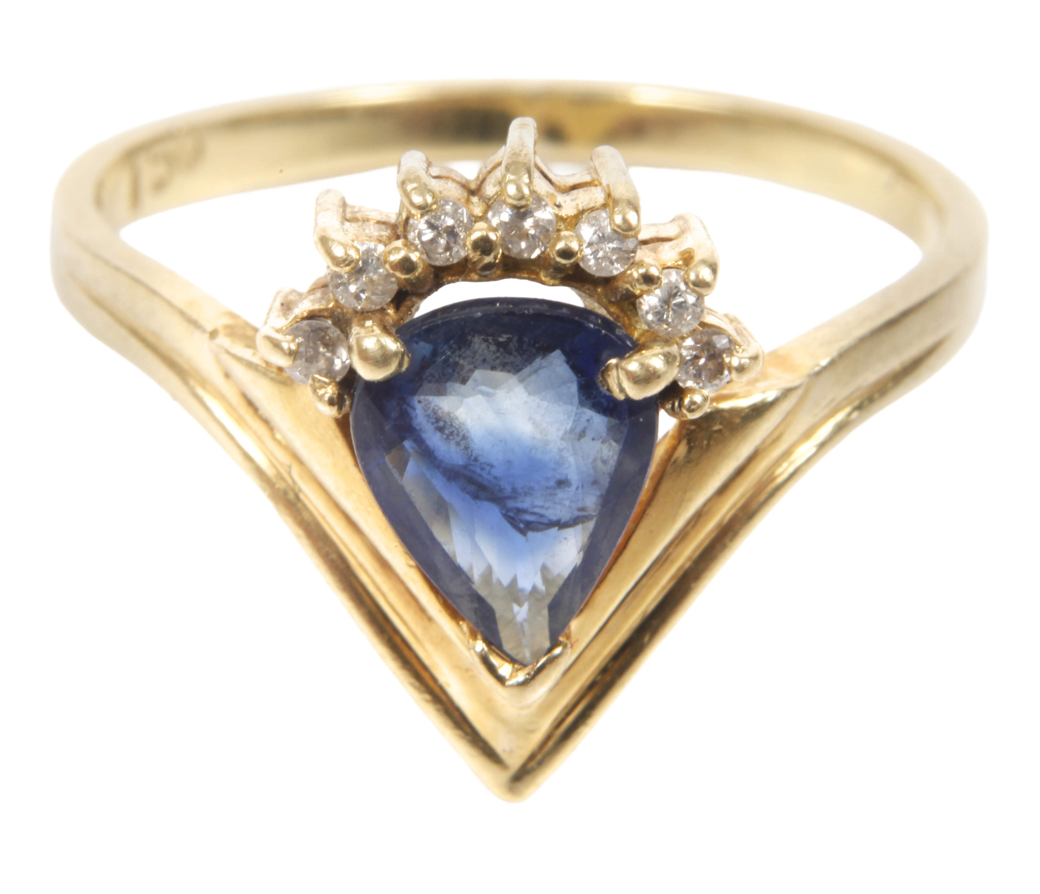 Damenring mit Saphir und Brillanten