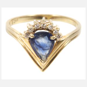 Damenring mit Saphir und Brillanten