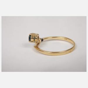 Damenring mit Saphir und Diamant