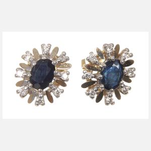 Paar Ohrstecker mit Saphiren und Brillanten