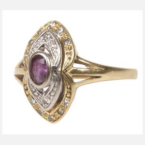 Damenring mit Rubin und Diamanten