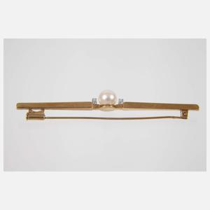 Stabbrosche mit Perle und Diamanten