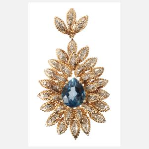Prächtiger Anhänger mit Topas und Diamanten
