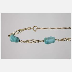 Zwei Armbänder mit Türkisen