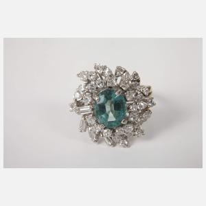 Cocktailring mit grünem Beryll und Diamanten