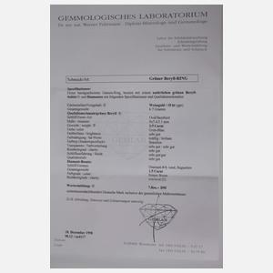 Cocktailring mit grünem Beryll und Diamanten