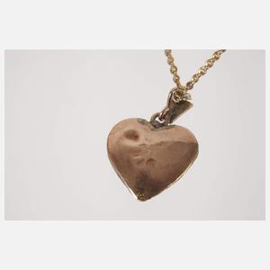 Antiker Herzanhänger mit Diamantrosen