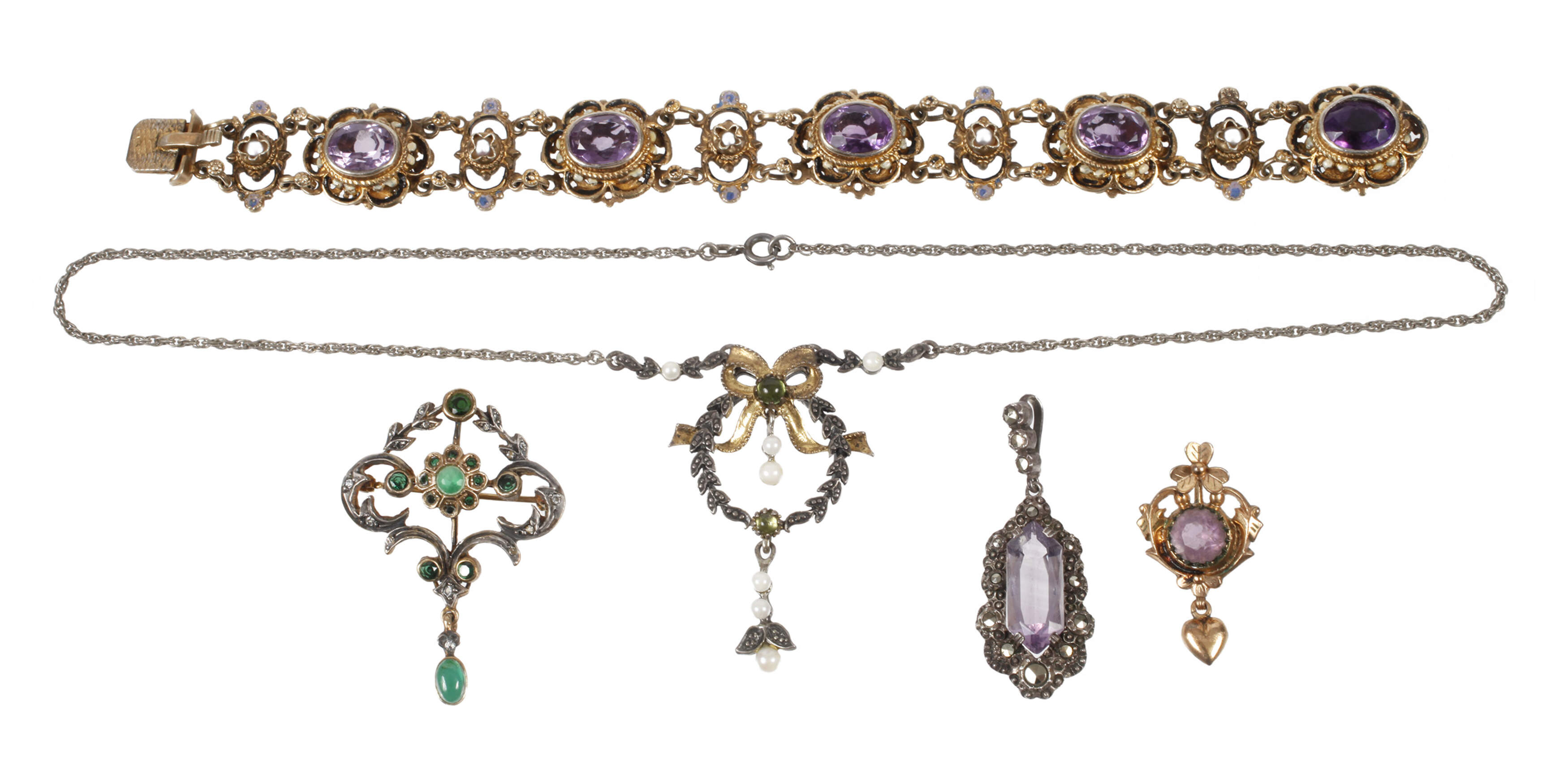 Schmuckkonvolut mit Steinbesatz