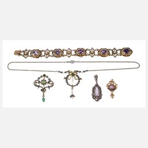 Schmuckkonvolut mit Steinbesatz