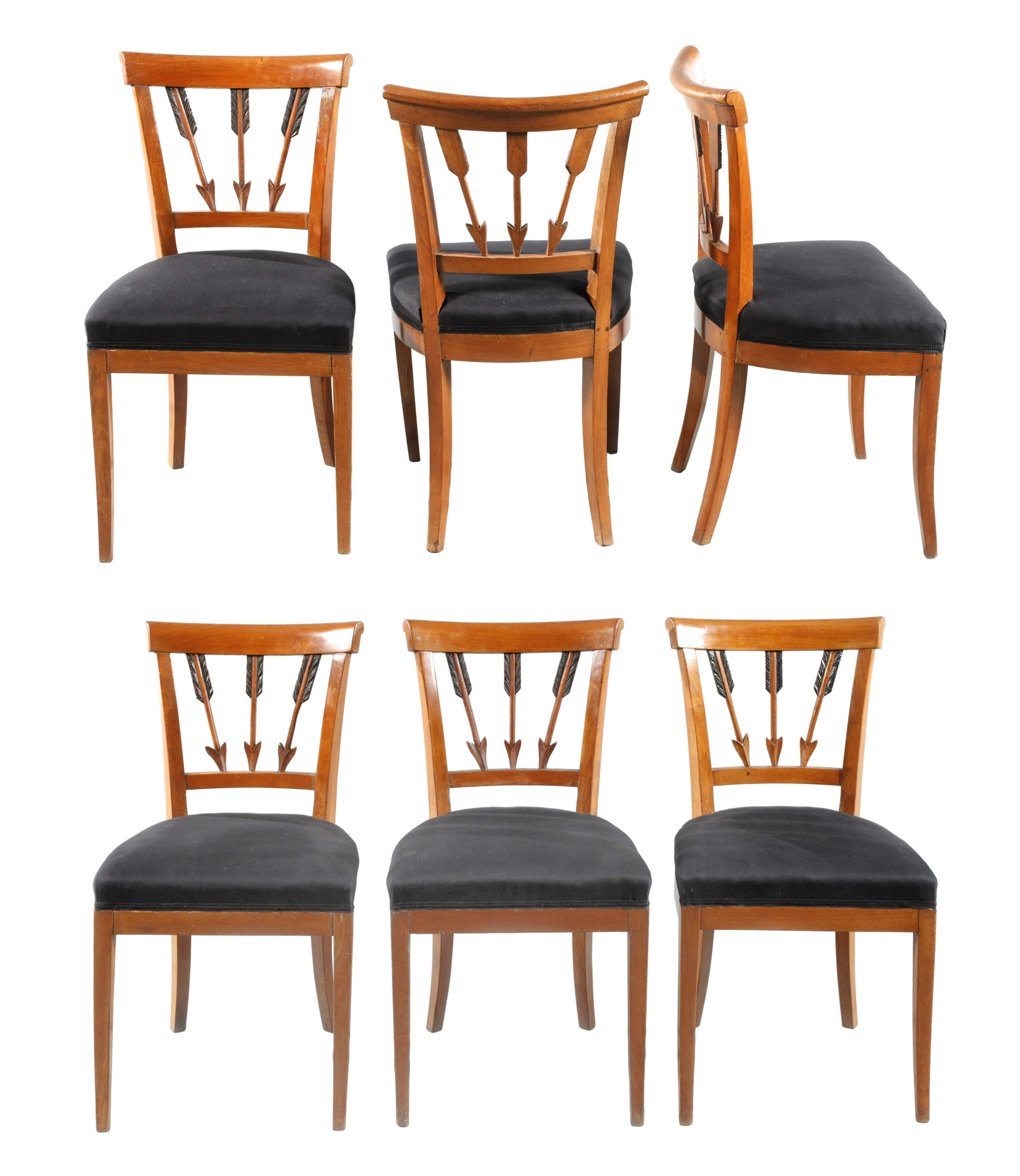 Satz von sechs Stühlen Empire