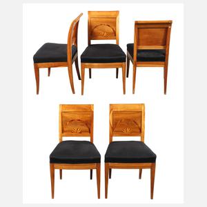 Satz von fünf Stühlen Biedermeier