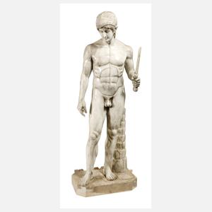 Lebensgroße Marmorskulptur Ares Borghese