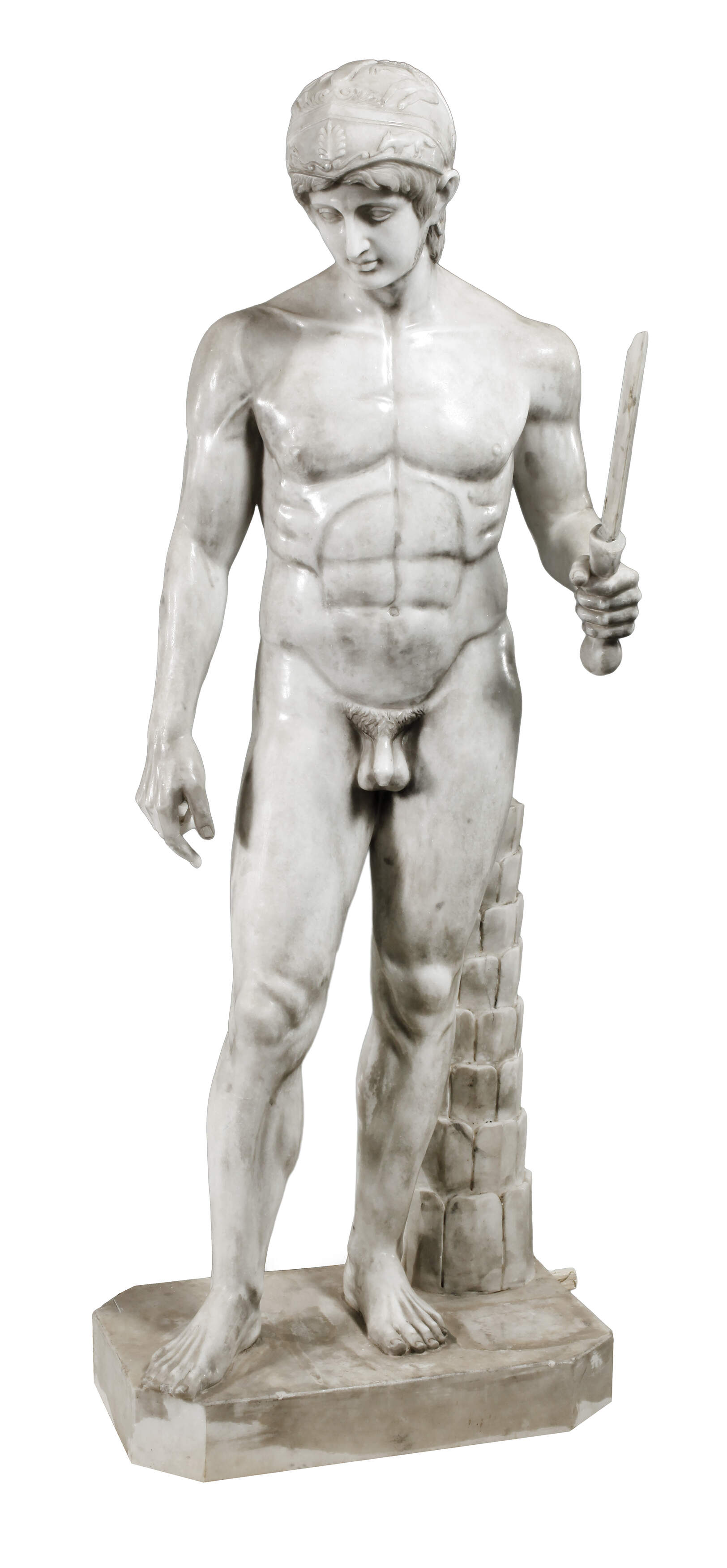 Lebensgroße Marmorskulptur Ares Borghese