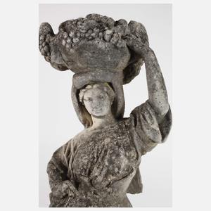 Gartenskulptur Italienerin mit Weinkorb