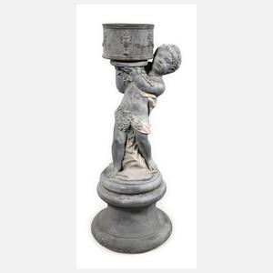 Gartenskulptur Bacchant mit Cachepot