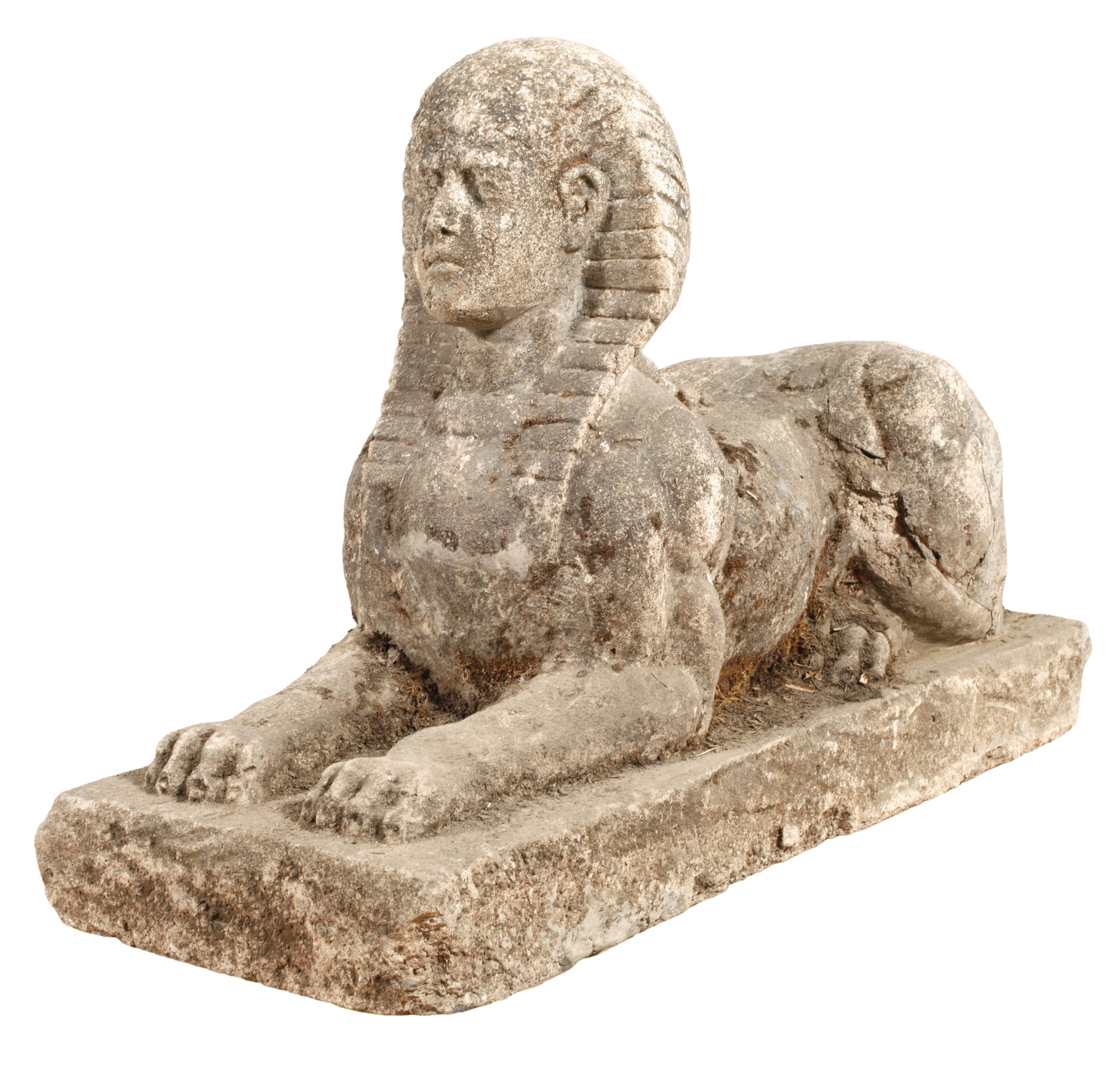 Große Gartenskulptur liegende Sphinx