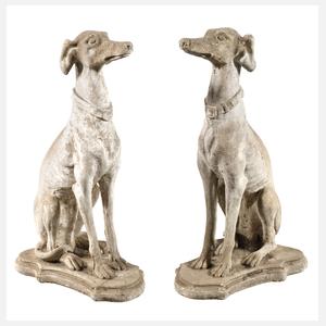 Paar sitzende Windhunde