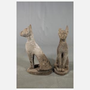 Paar Gartenskulpturen ägyptische Katzen