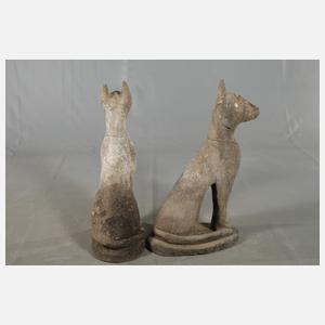 Paar Gartenskulpturen ägyptische Katzen