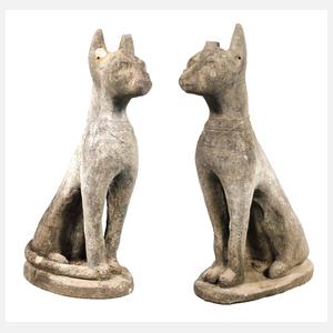 Paar Gartenskulpturen ägyptische Katzen