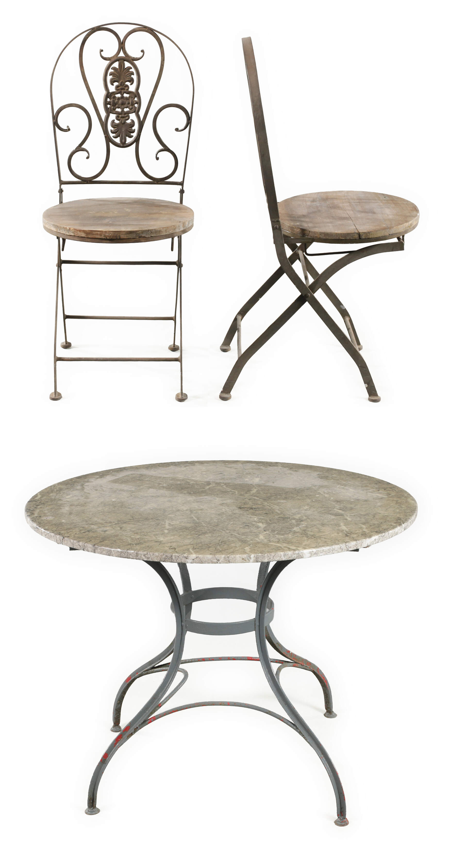 Gartentisch rund und zwei Stühle