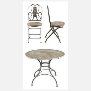 Gartentisch rund und zwei Stühle