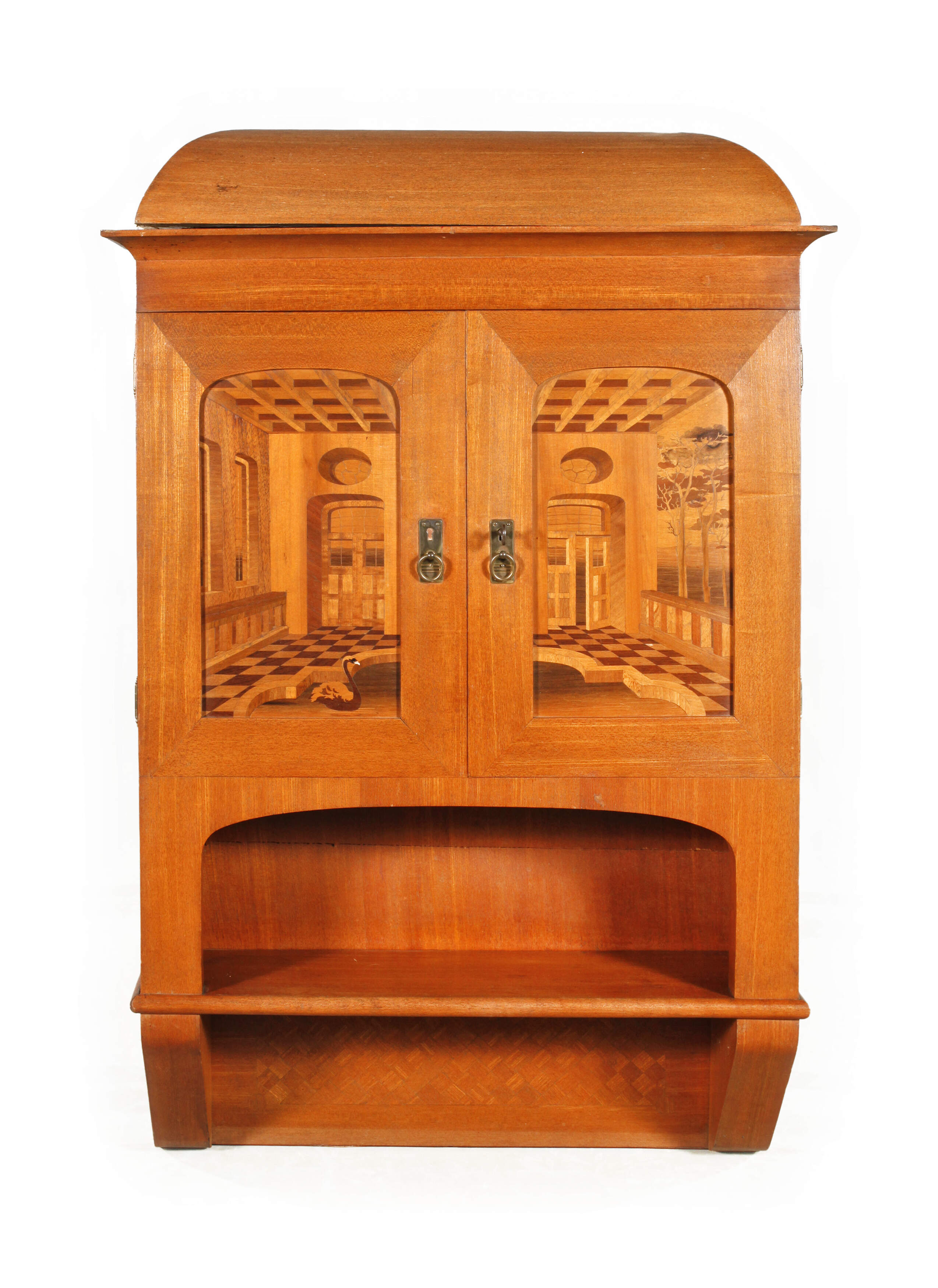 Otto Fritzsche intarsierter Wandschrank Jugendstil