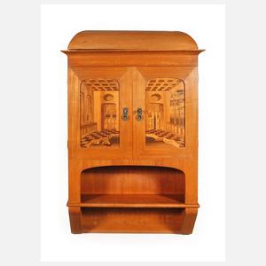 Otto Fritzsche intarsierter Wandschrank Jugendstil