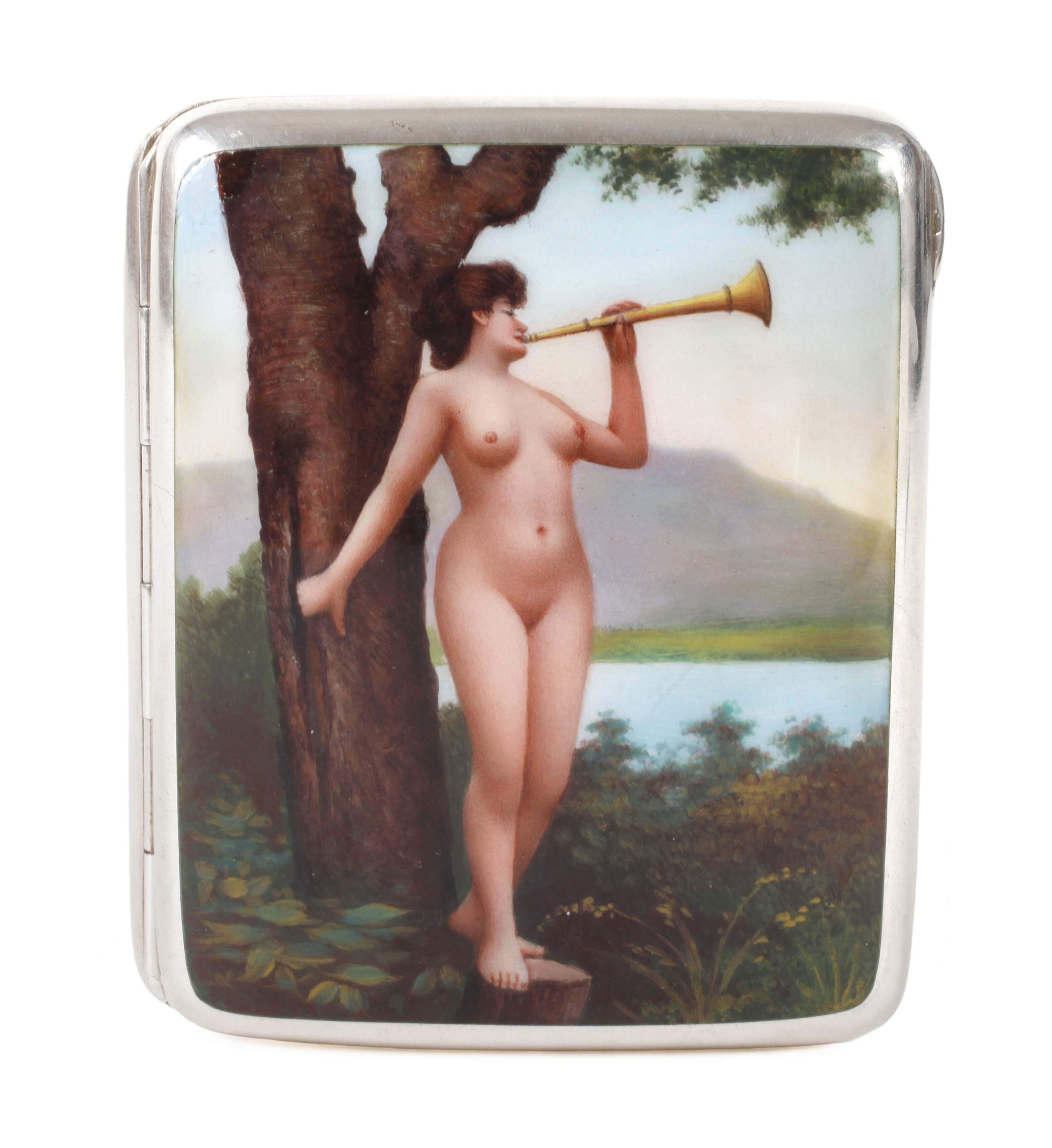 Zigarettenetui mit Emaillebemalung