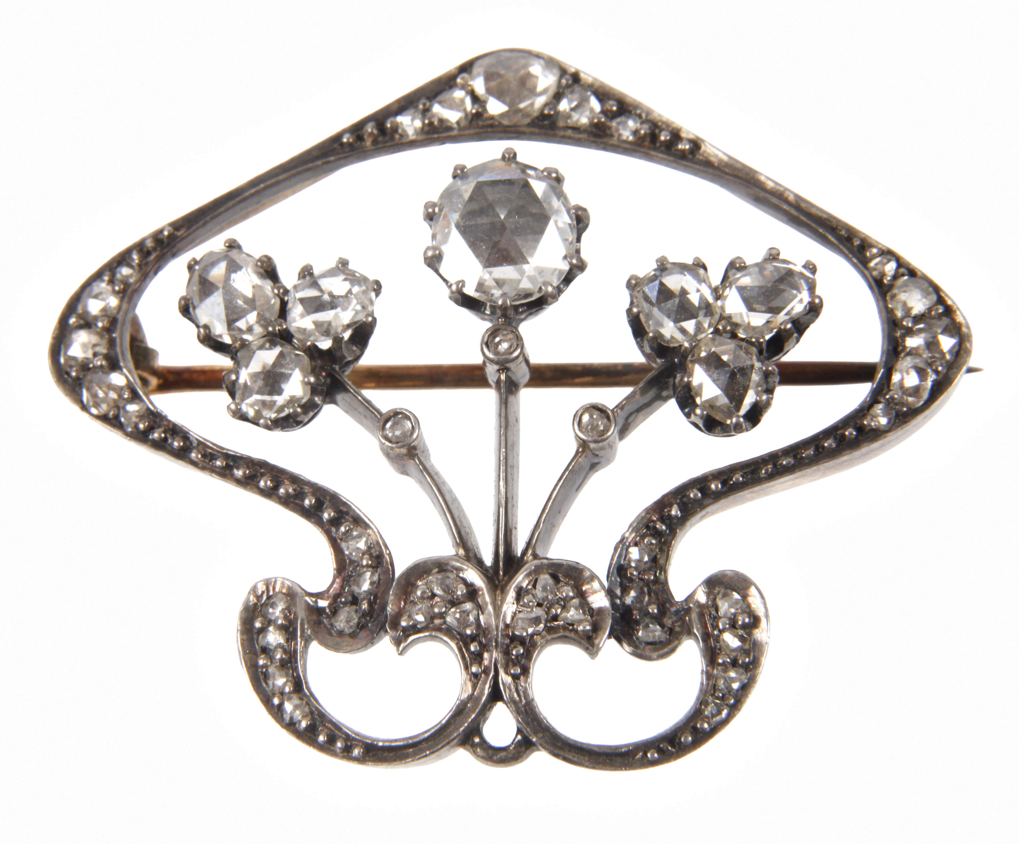 Jugendstil-Brosche mit Diamanten