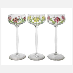 Theresienthal drei Stängelgläser