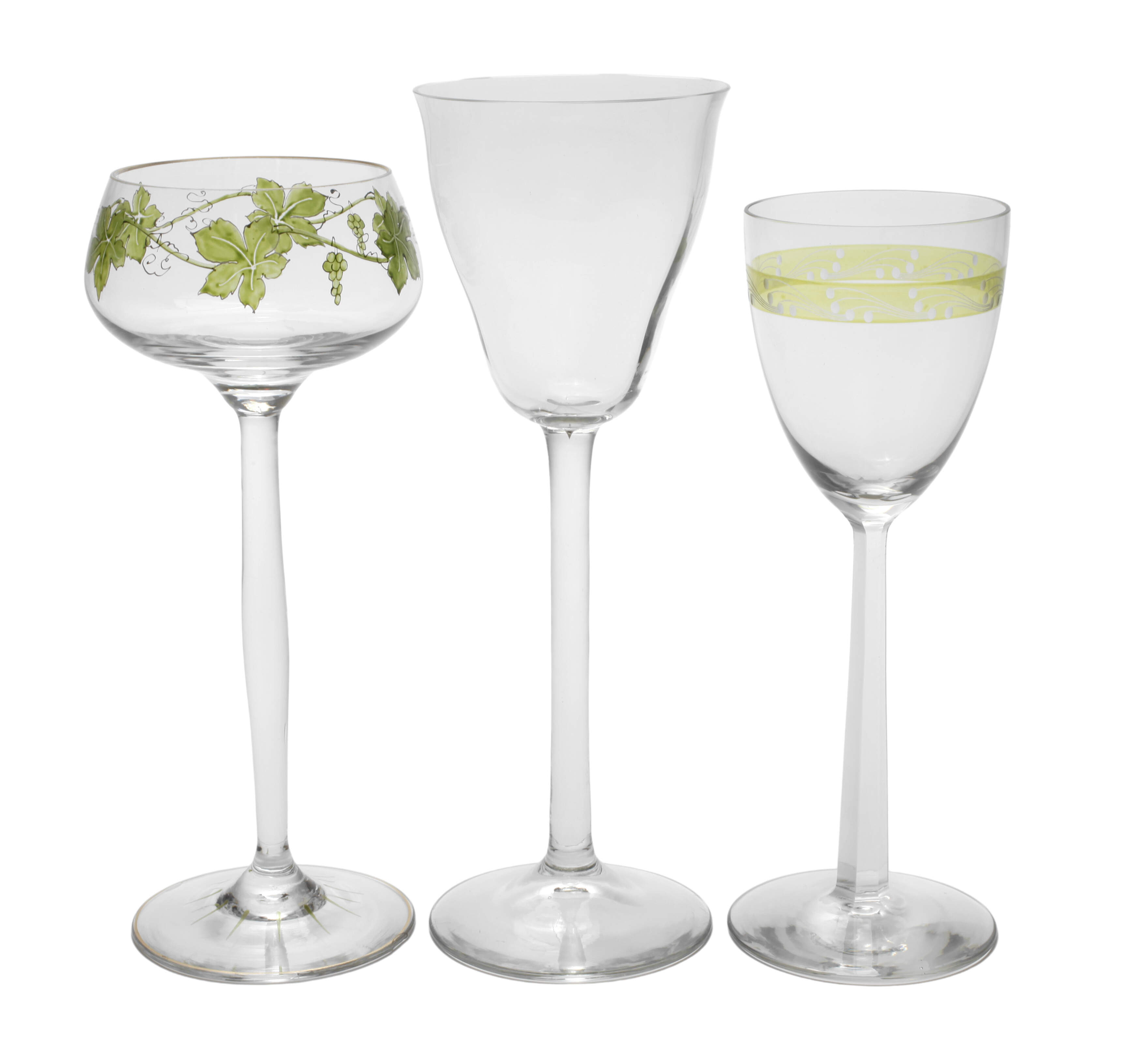 Drei Stängelgläser Jugendstil