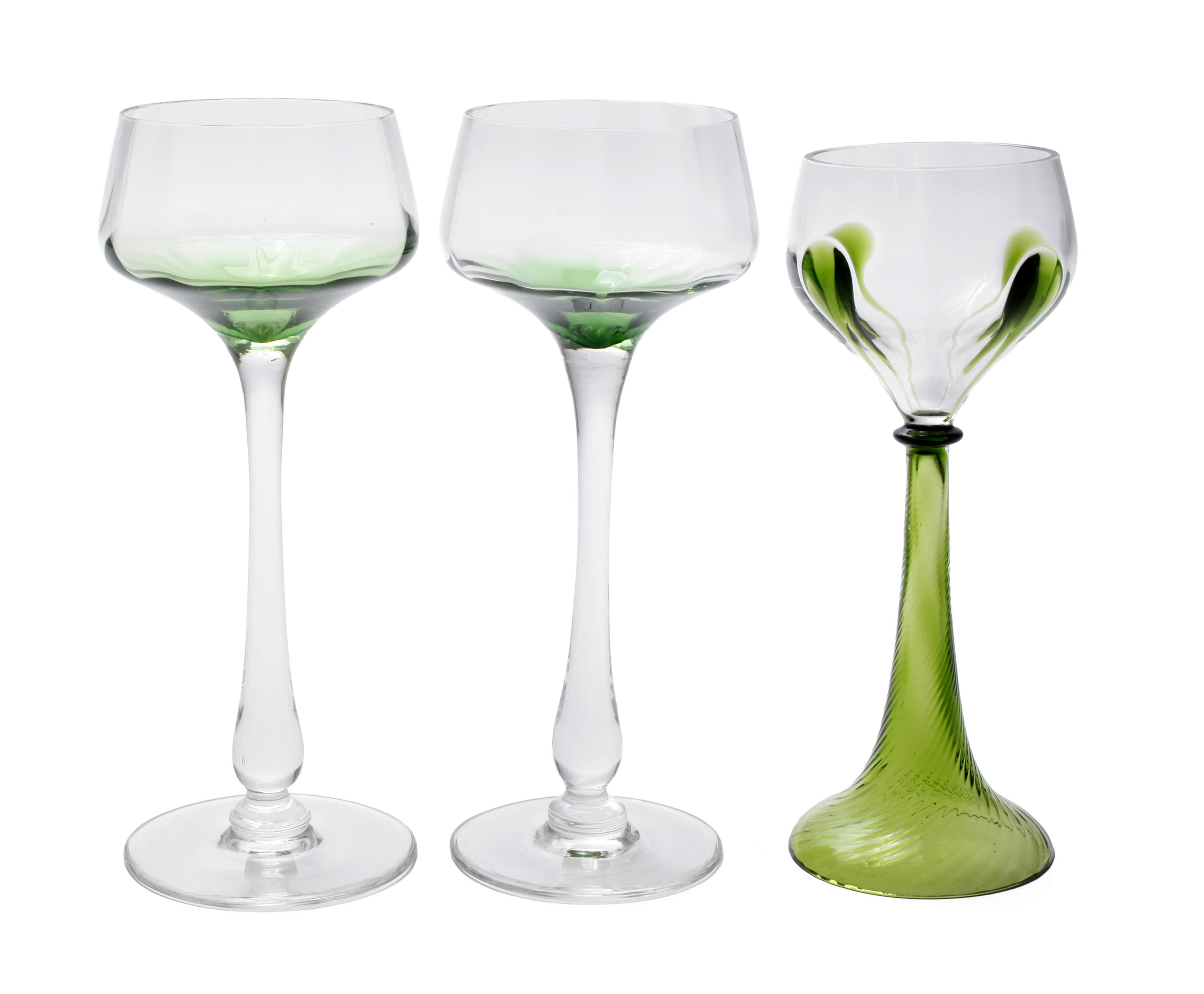 Rheinische Glashütten drei Weingläser