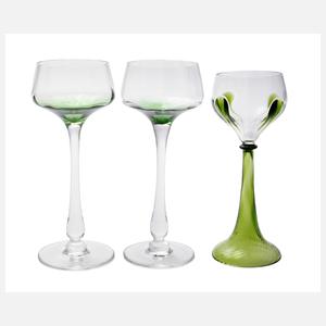 Rheinische Glashütten drei Weingläser