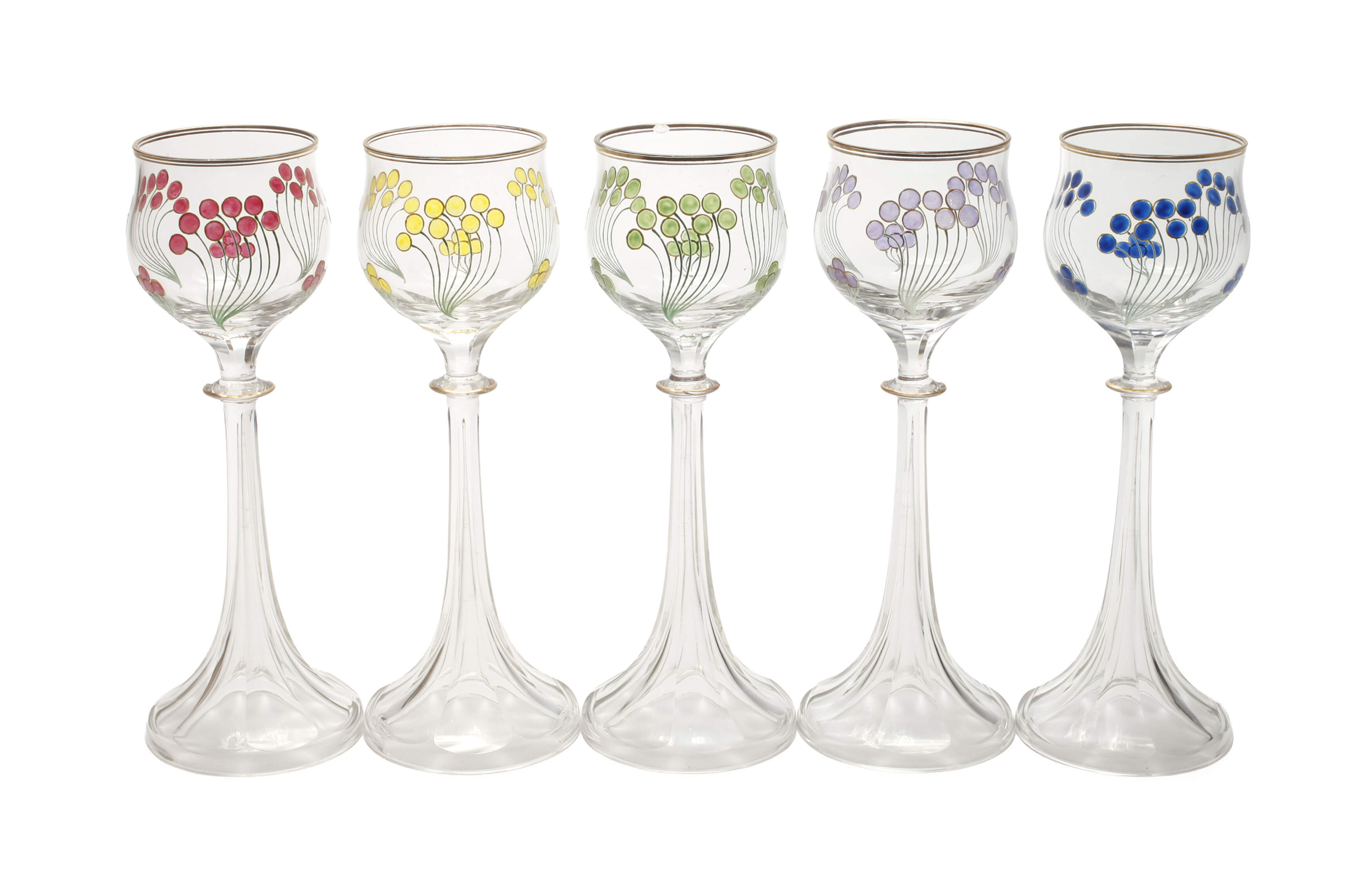 Fünf Stängelgläser Ludwig Sütterlin