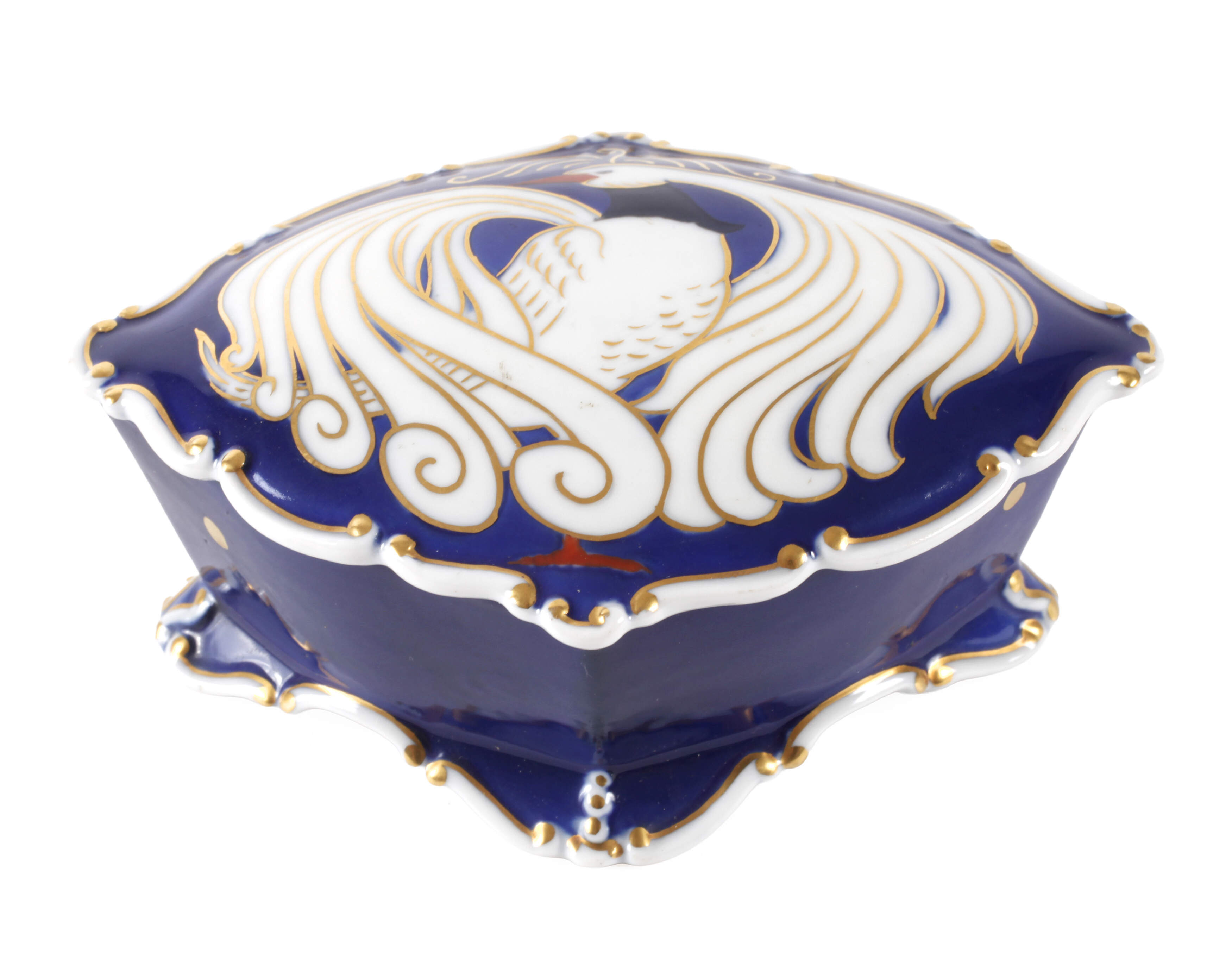 Fraureuth Deckeldose Vogelmotiv